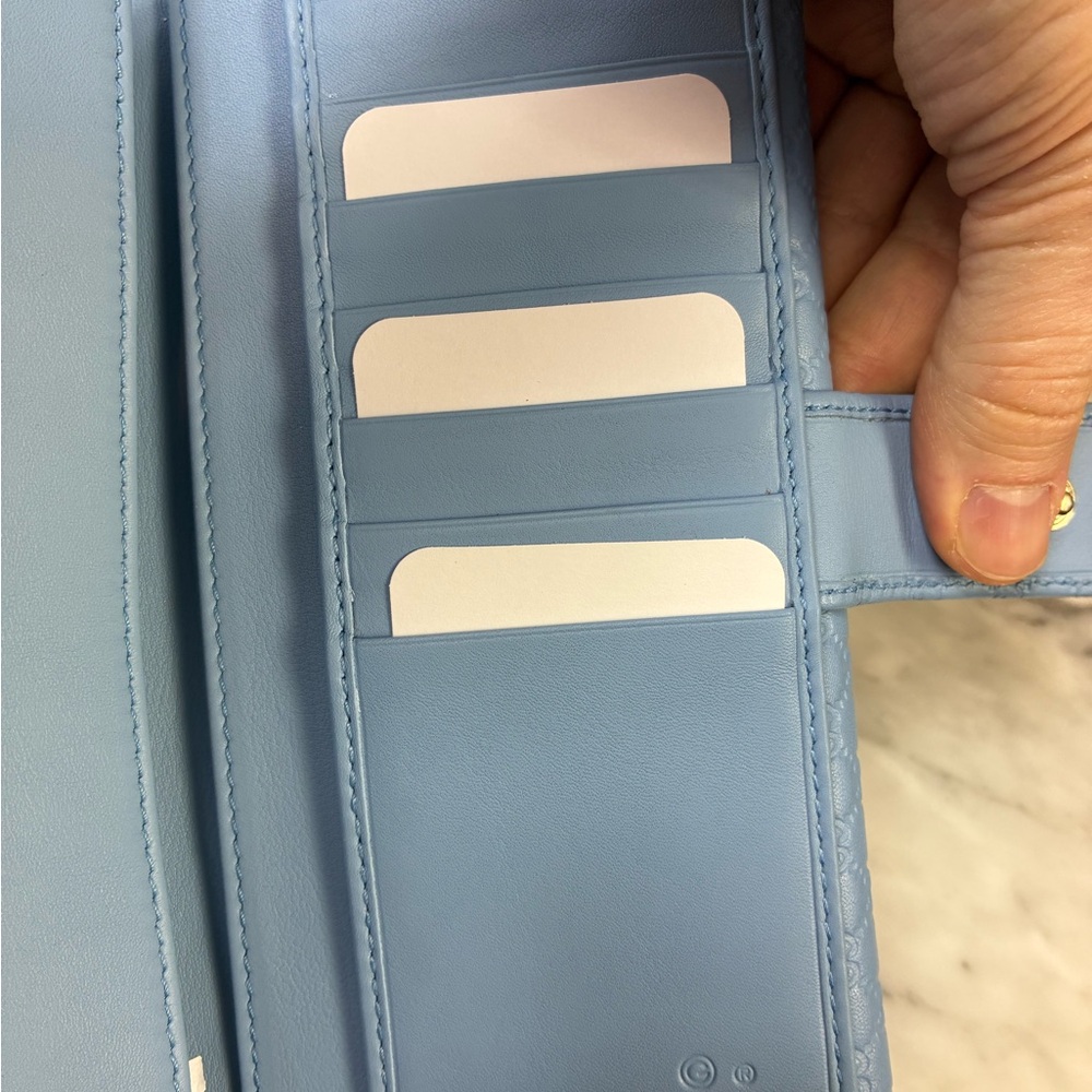 Gucci Micro Guccissima Light Blue GG Leather Multi Pocket Wallet NWOT Authentic - Picture 10 of 14